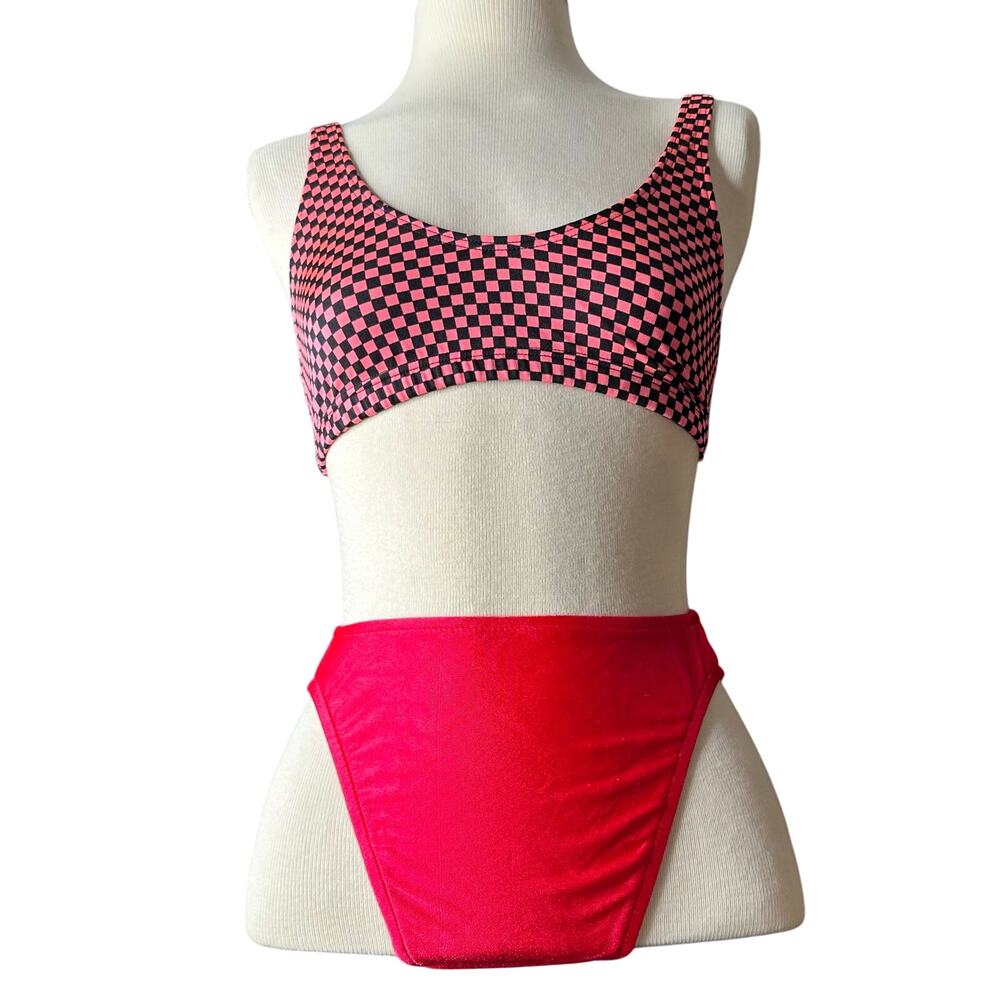Vintage 80s/90s Red Bikini Swimwear Mixed Brands High Thigh 
Women’s Size XS/s